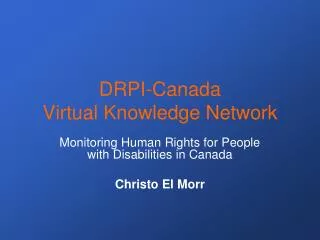 DRPI-Canada Virtual Knowledge Network
