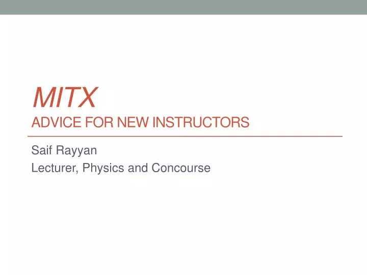 mitx advice for new instructors