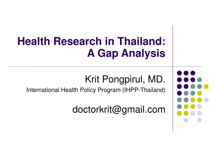 health research in thailand a gap analysis