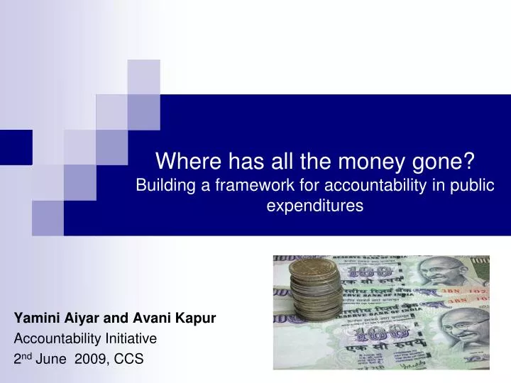 where has all the money gone building a framework for accountability in public expenditures