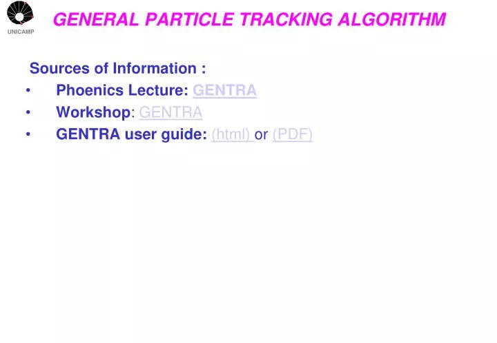 general particle tracking algorithm