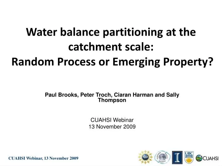 water balance partitioning at the catchment scale random process or emerging property