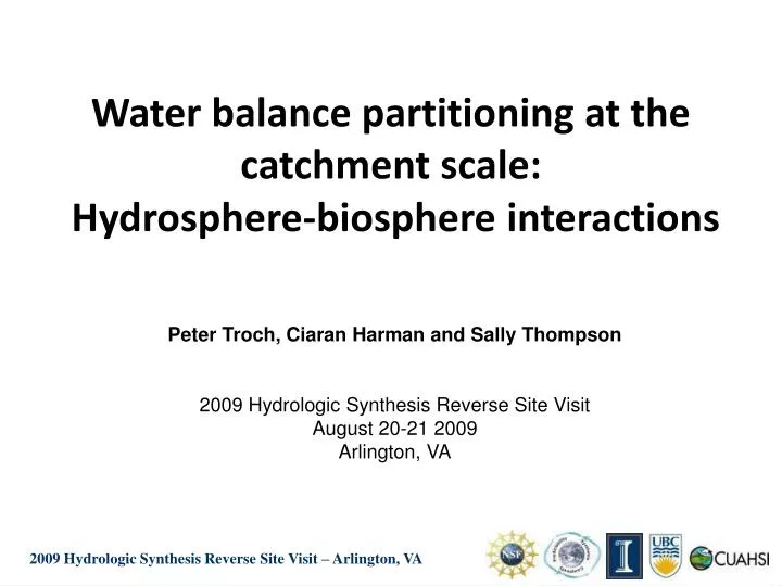 water balance partitioning at the catchment scale hydrosphere biosphere interactions