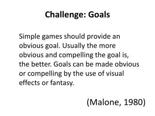Challenge: Goals