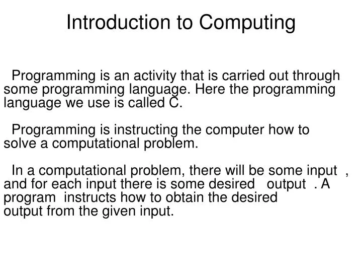 introduction to computing