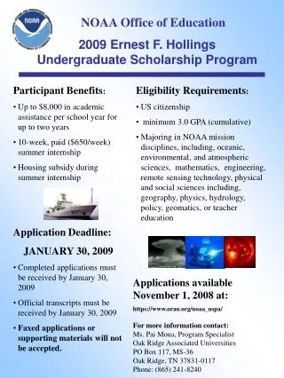 2009 Ernest F. Hollings Undergraduate Scholarship Program
