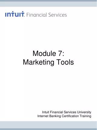 Module 7: Marketing Tools