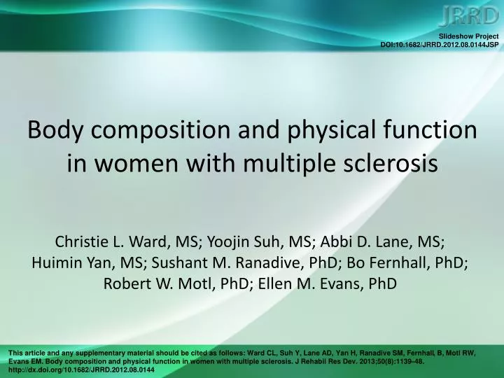 body composition and physical function in women with multiple sclerosis