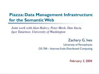 Piazza: Data Management Infrastructure for the Semantic Web