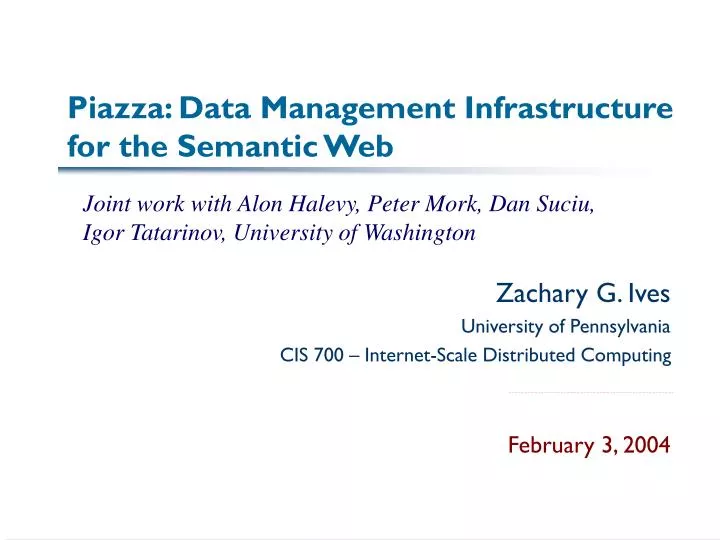 piazza data management infrastructure for the semantic web