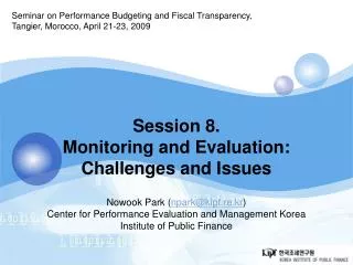 Seminar on Performance Budgeting and Fiscal Transparency, Tangier, Morocco, April 21-23, 2009