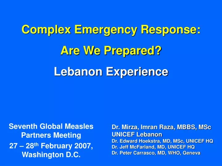 complex emergency response are we prepared lebanon experience