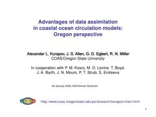 Advantages of data assimilation in coastal ocean circulation models: Oregon perspective