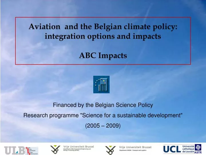 aviation and the belgian climate policy integration options and impacts abc impacts