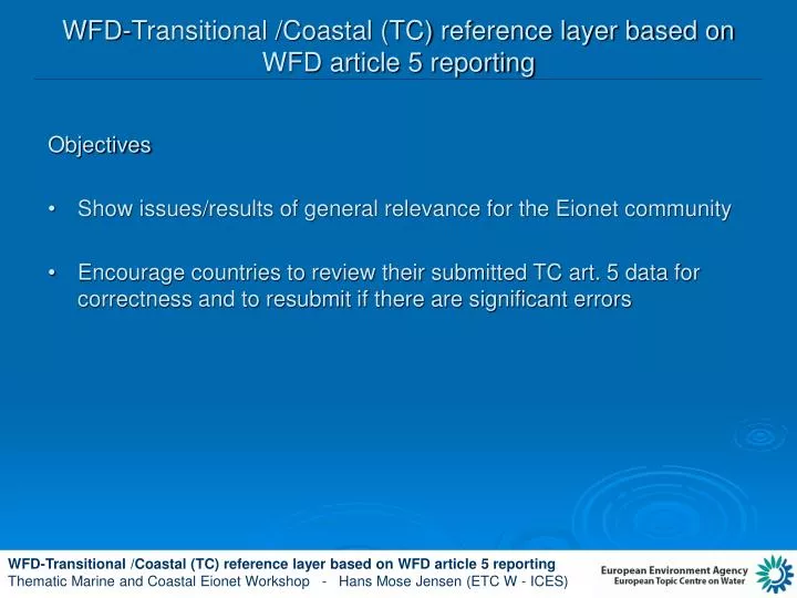 wfd transitional coastal tc reference layer based on wfd article 5 reporting