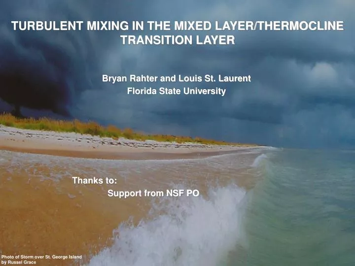 turbulent mixing in the mixed layer thermocline transition layer
