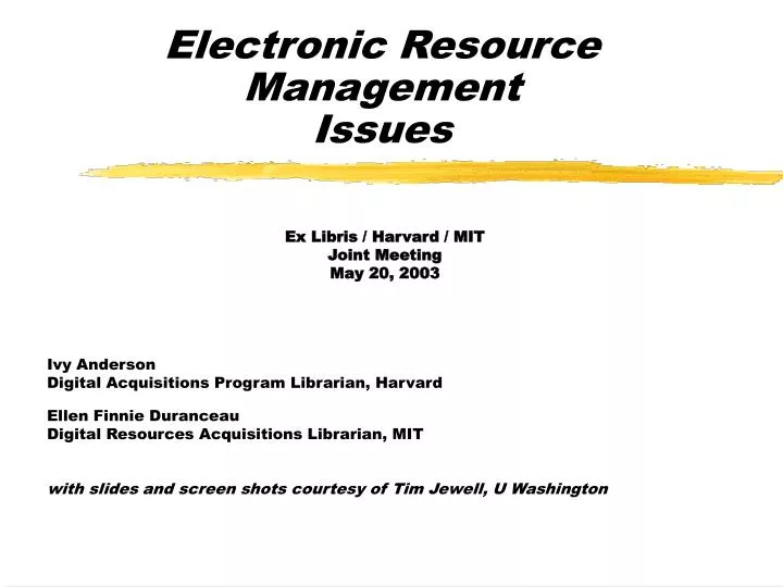electronic resource management issues