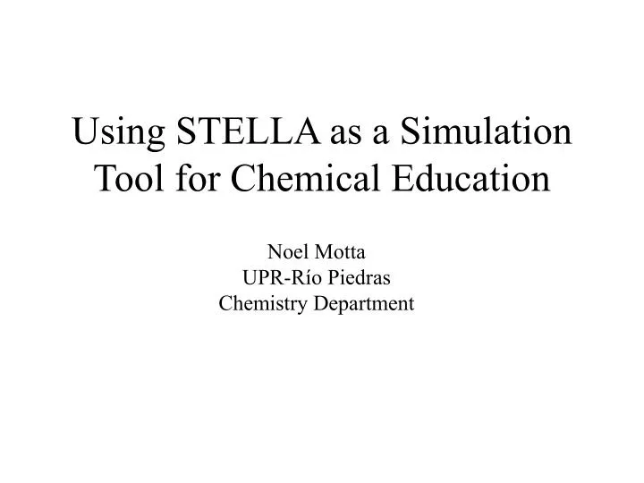 using stella as a simulation tool for chemical education
