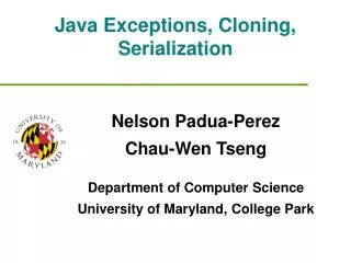 Java Exceptions, Cloning, Serialization