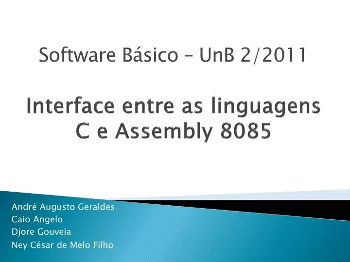 interface entre as linguagens c e assembly 8085