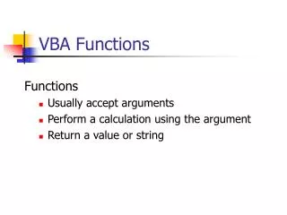 VBA Functions