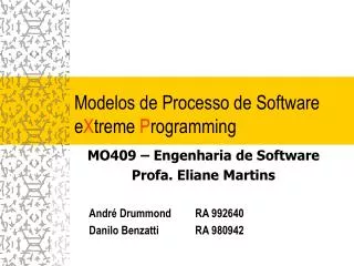 modelos de processo de software e x treme p rogramming