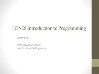ICP-CS Introduction to Programming
