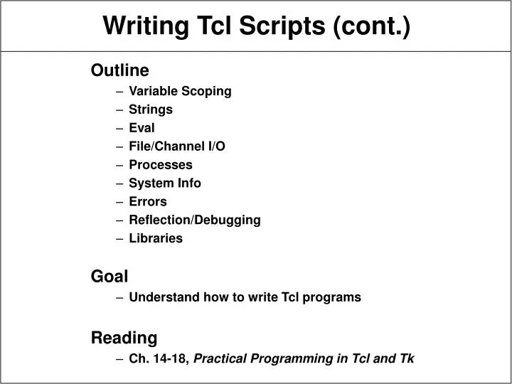 writing tcl scripts cont