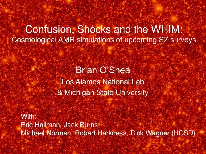 confusion shocks and the whim cosmological amr simulations of upcoming sz surveys