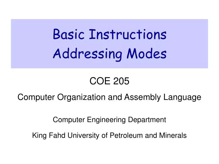 basic instructions addressing modes