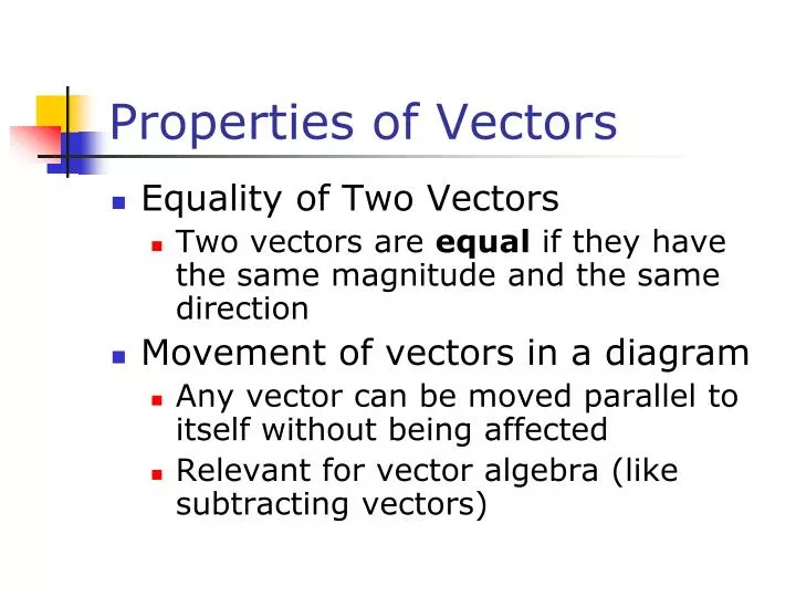 properties of vectors