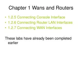Chapter 1 Wans and Routers