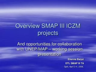 Overview SMAP III ICZM projects
