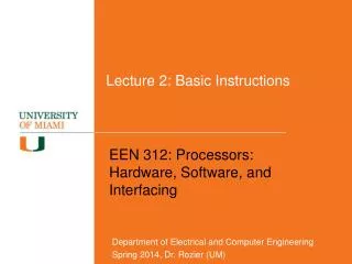 Lecture 2: Basic Instructions