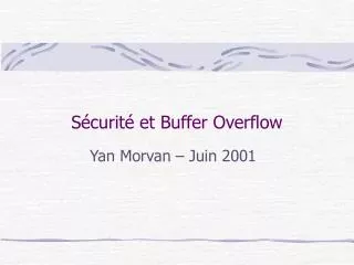 s curit et buffer overflow