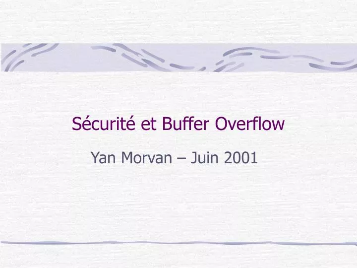 s curit et buffer overflow