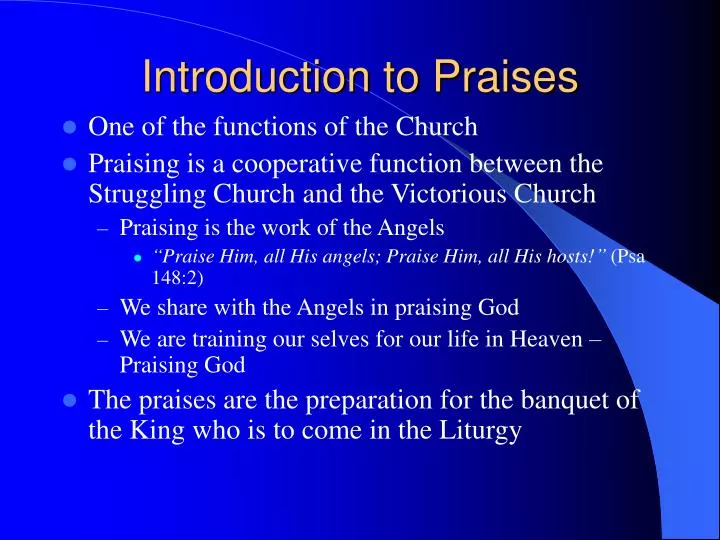 introduction to praises