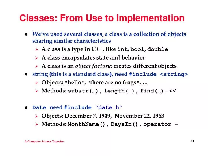 classes from use to implementation