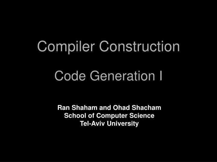 compiler construction code generation i