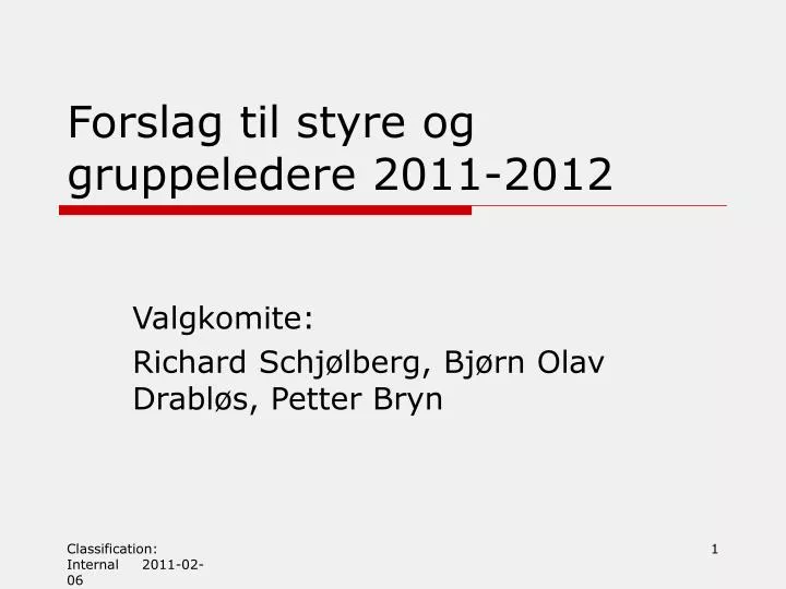 forslag til styre og gruppeledere 2011 2012