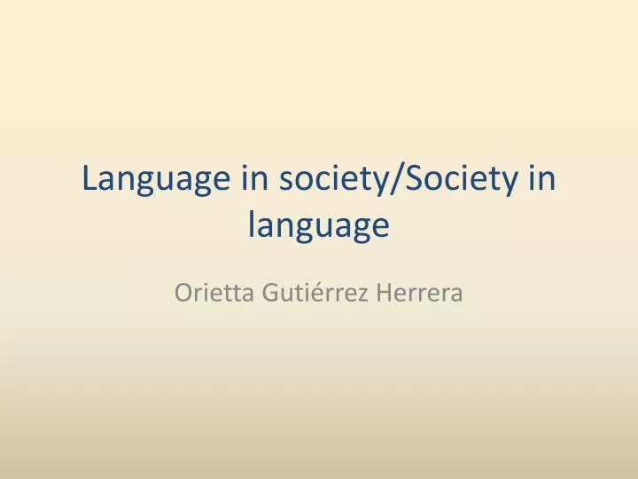 language in society society in language