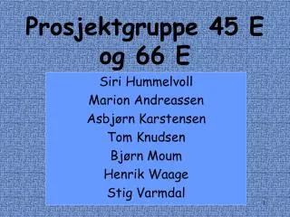 prosjektgruppe 45 e og 66 e