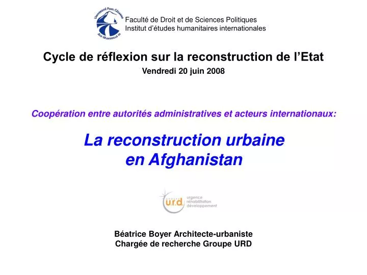 cycle de r flexion sur la reconstruction de l etat