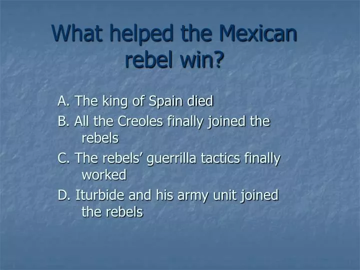 what helped the mexican rebel win