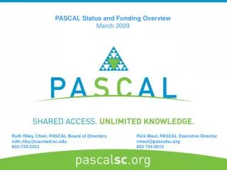 Rick Moul, PASCAL Executive Director rmoul@pascalsc 803 734-0910