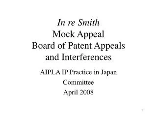 In re Smith Mock Appeal Board of Patent Appeals and Interferences