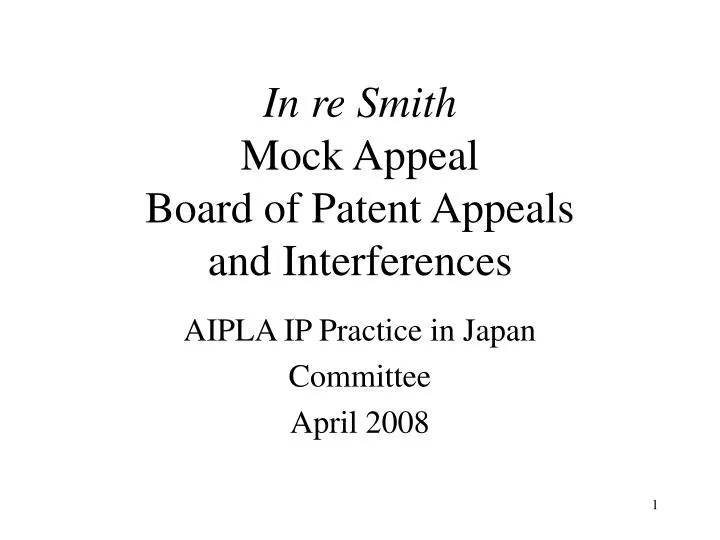 in re smith mock appeal board of patent appeals and interferences
