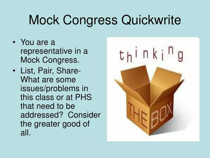 mock congress quickwrite