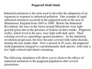 Peppered Moth Study