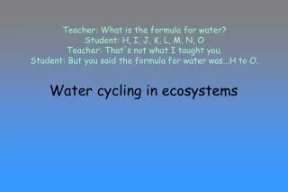 Water cycling in ecosystems